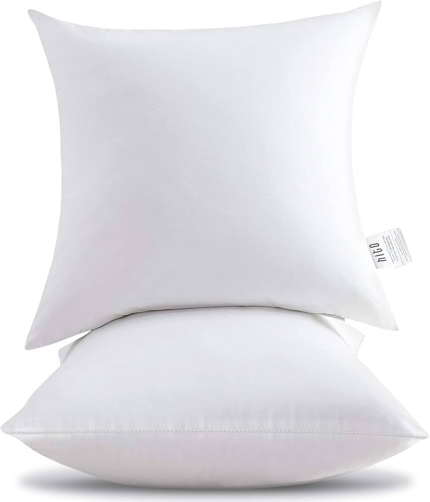 HITO 20x20 Pillow Inserts (Set of 2)- 100% Cotton Covering Down Alternative Throw Pillows White f... | Amazon (US)