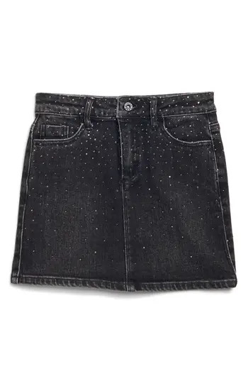 Tractr Kids' Rhinestone Studded Denim Skirt in Black at Nordstrom Rack, Size 8 | Nordstrom Rack