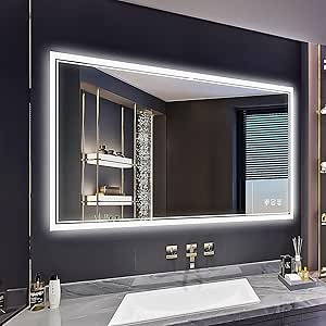 LED Bathroom Mirror 40"x 24", Bathroom Mirror with LED Lights,Stepless Dimmable,Anti-Fog, Shatter... | Amazon (US)