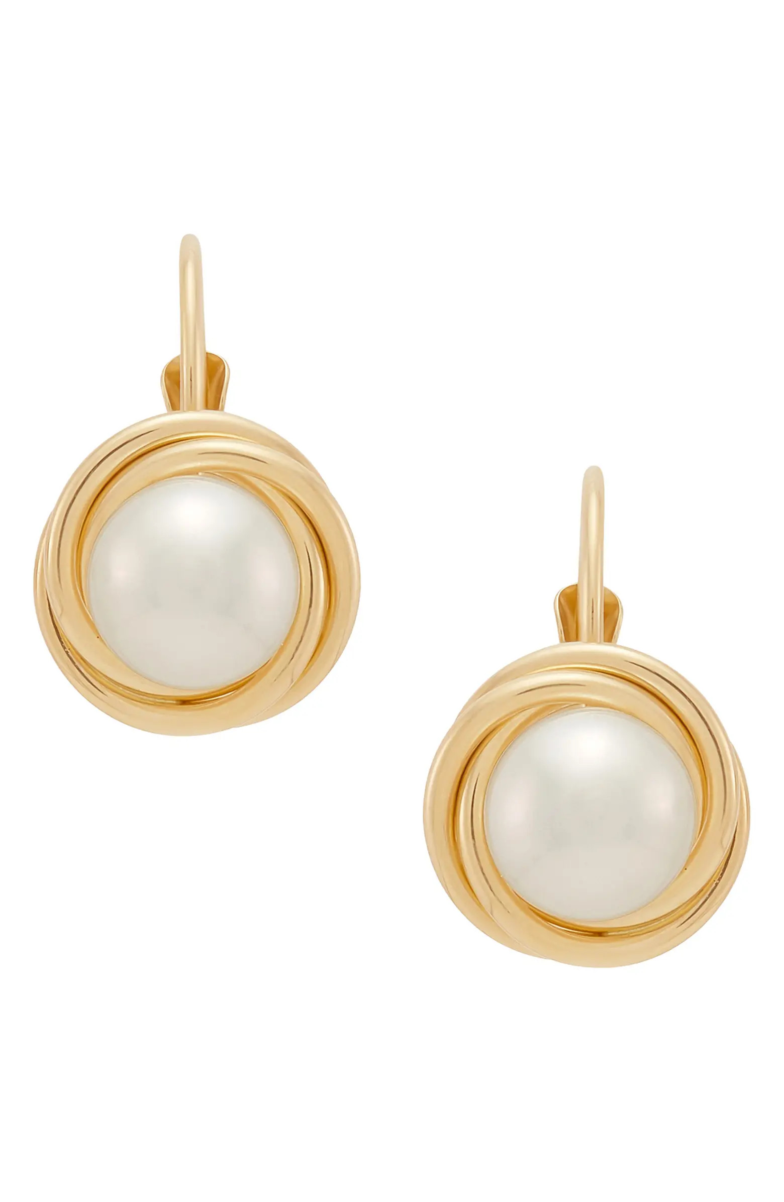 Frankie & Zoe 14K Gold Cultured Pearl Love Knot Earrings | Nordstromrack | Nordstrom Rack