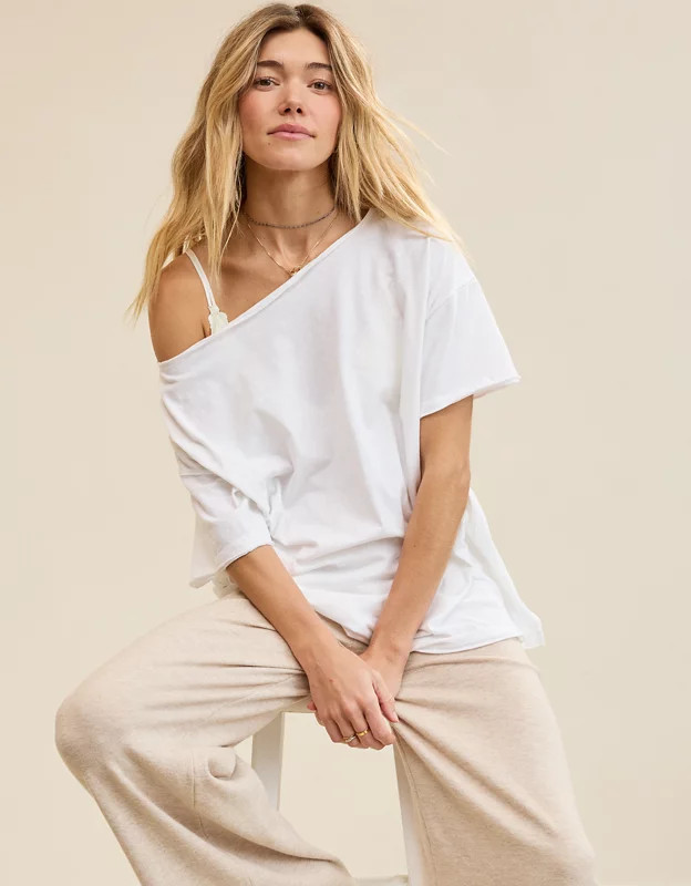 Aerie Oversized Off The Shoulder Boyfriend T-Shirt | Aerie