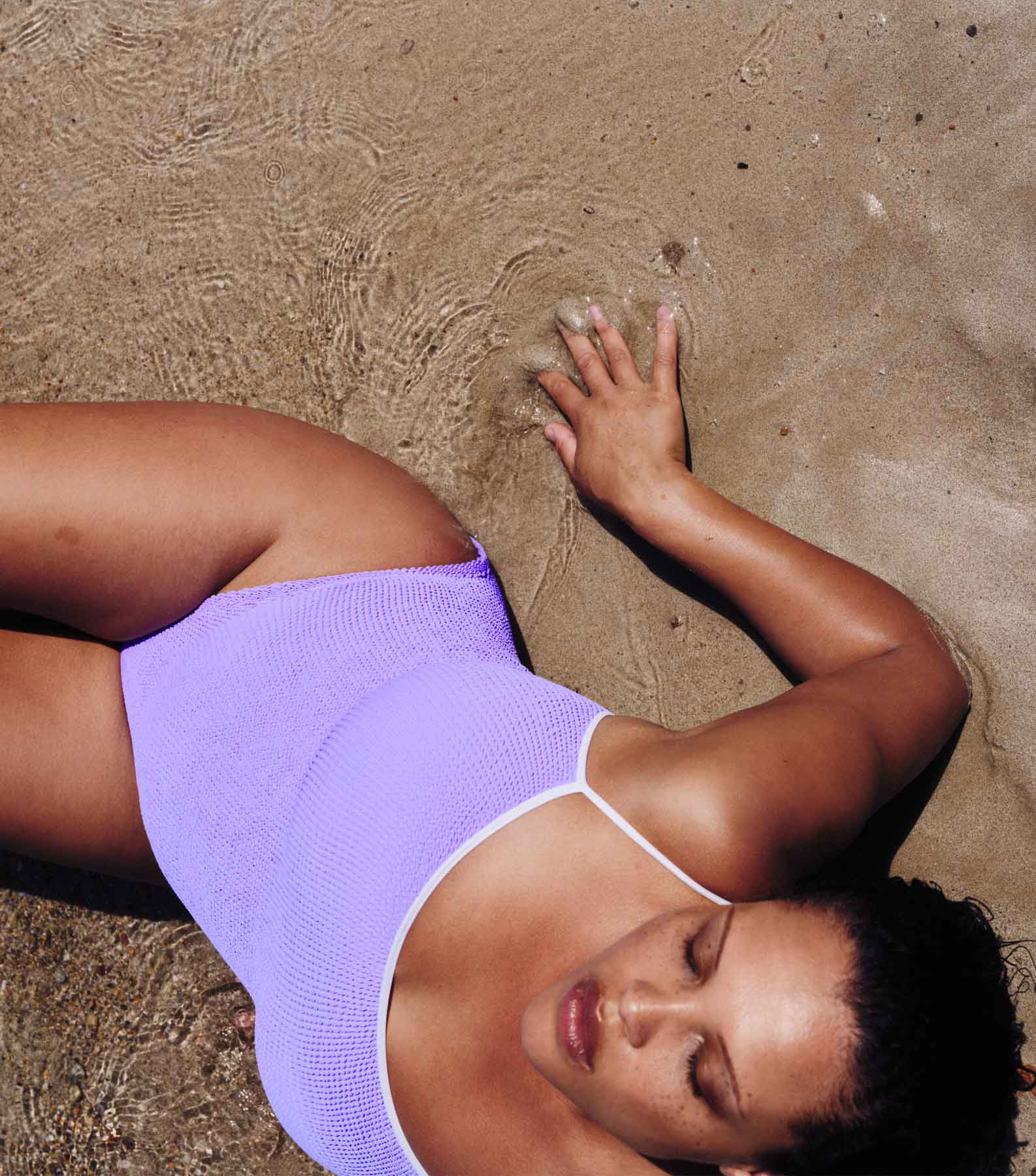 Pamela Swim Contrast - Lilac/White | HUNZA G