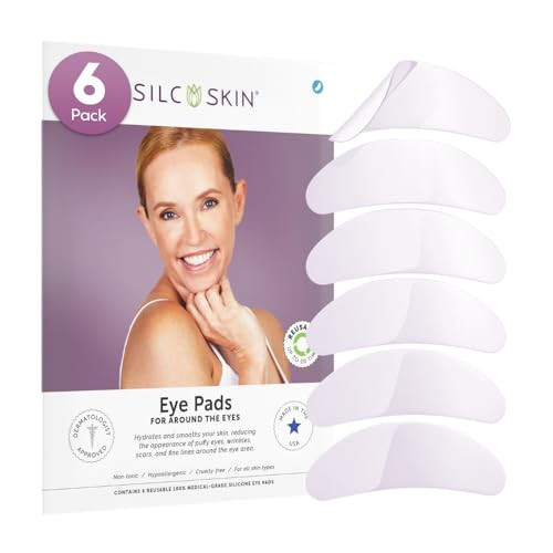 SilcSkin Eye Pads - Overnight Reusable Silicone Face Pads to Smooth Crow's Feet, Fine Lines, Wrinkles, Under Eye Bags & Crepey Skin - Used for Side Sleepers, Aging and Sun Damage - 1 Pack | Amazon (US)