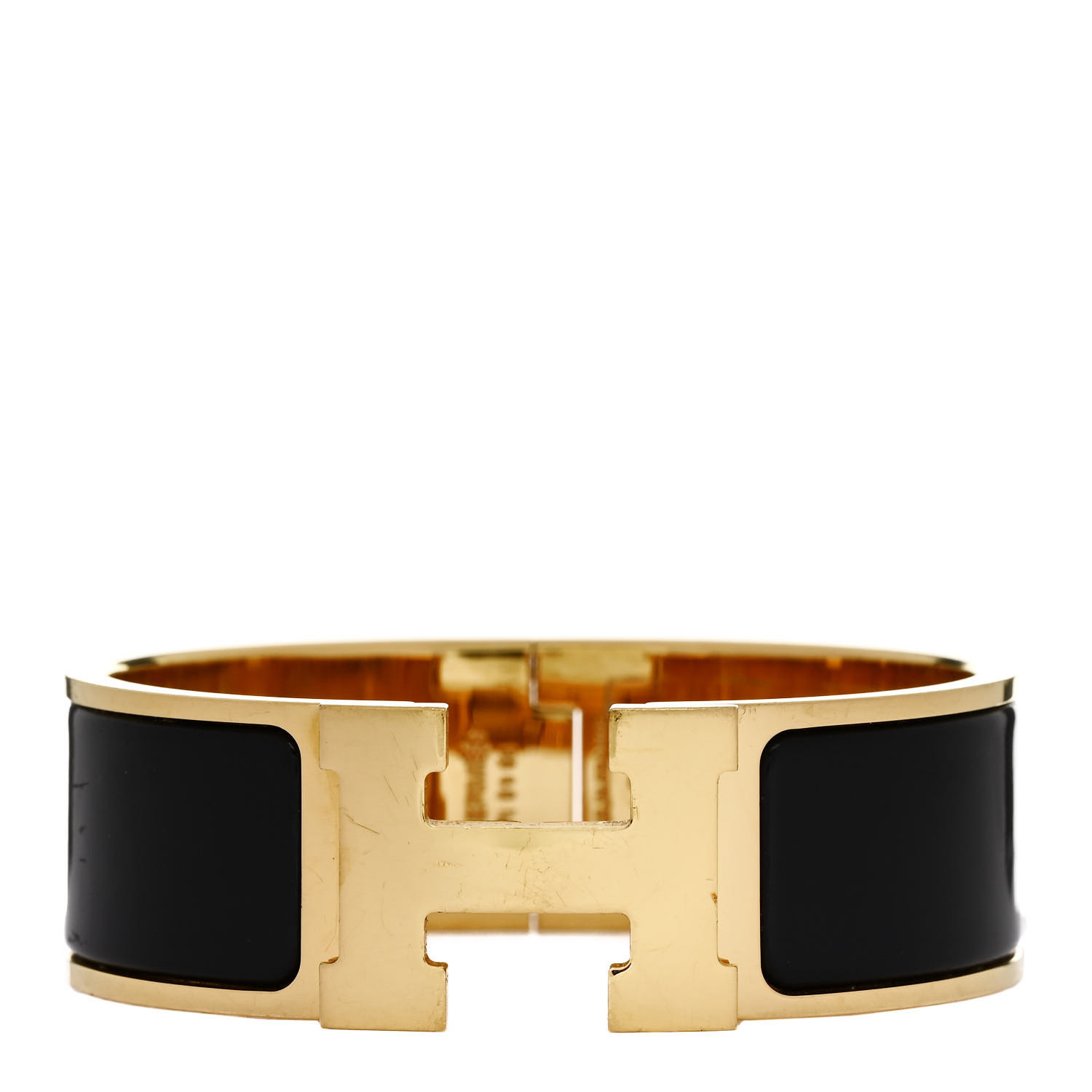 Enamel Wide Clic Clac H Bracelet PM Black | FASHIONPHILE (US)
