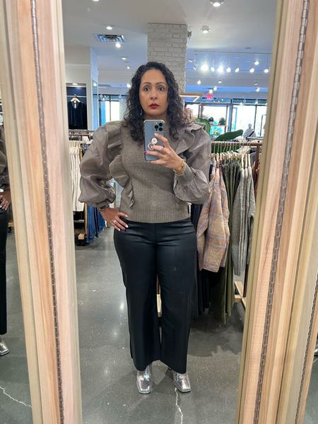 Is it ok to skip fall and go directly to holiday outfits?
Asking for a friend!

This dressy sweater paired with the wax coated denim is the perfect combo for thanksgiving dinner to your bosses holiday party. 

The sheer (but lined) sleeve and the ruffle definitely make a massive statement. Which you know I never shy from. So I paired it with these silver boots which are giving me all the holiday vibes.

Now I just need to last I’m them
For more than 5 minutes! Send your best tips. 

#LTKover40 #LTKHoliday #LTKparties
