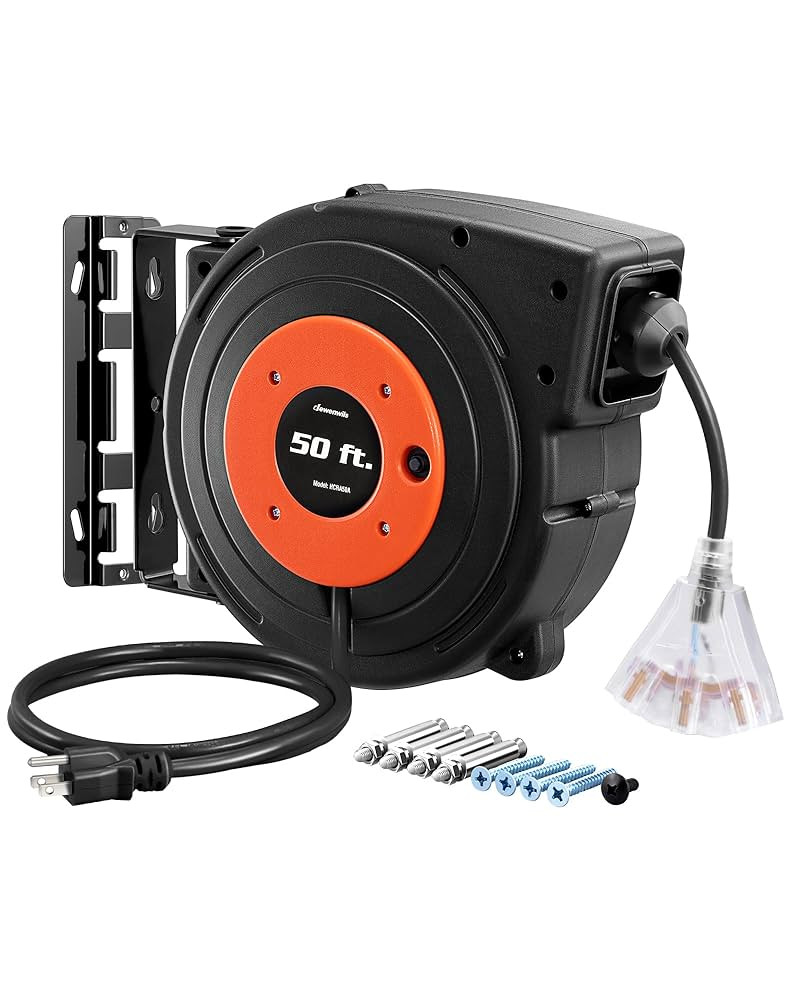 DEWENWILS Retractable Extension Cord Reel, 50 FT Heavy Duty Power Cord, 14AWG/3C SJTOW, 3 Grounde... | Amazon (CA)