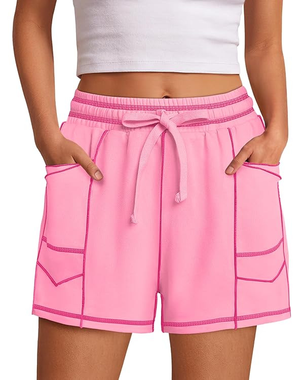 Nirovien Womens Sweat Shorts Baggy Drawstring Barrel High Waisted Shorts with Pockets Lounge Shor... | Amazon (US)