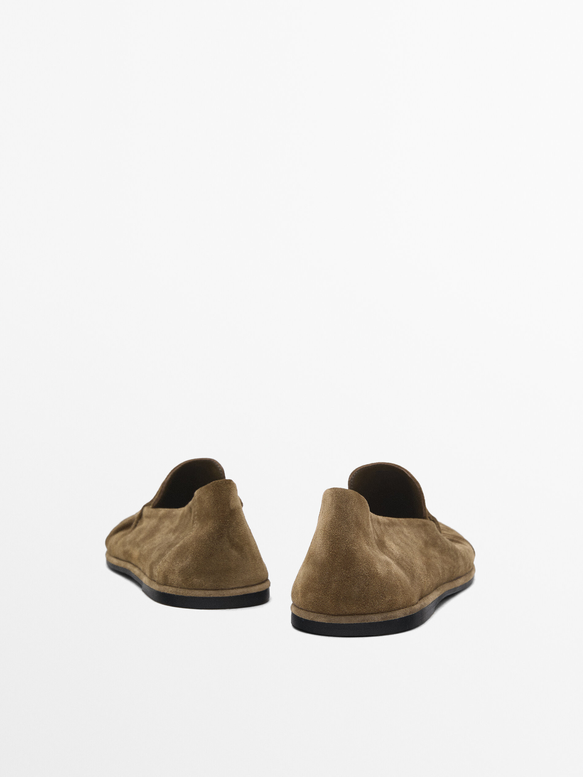 Gathered split leather loafers | Massimo Dutti US