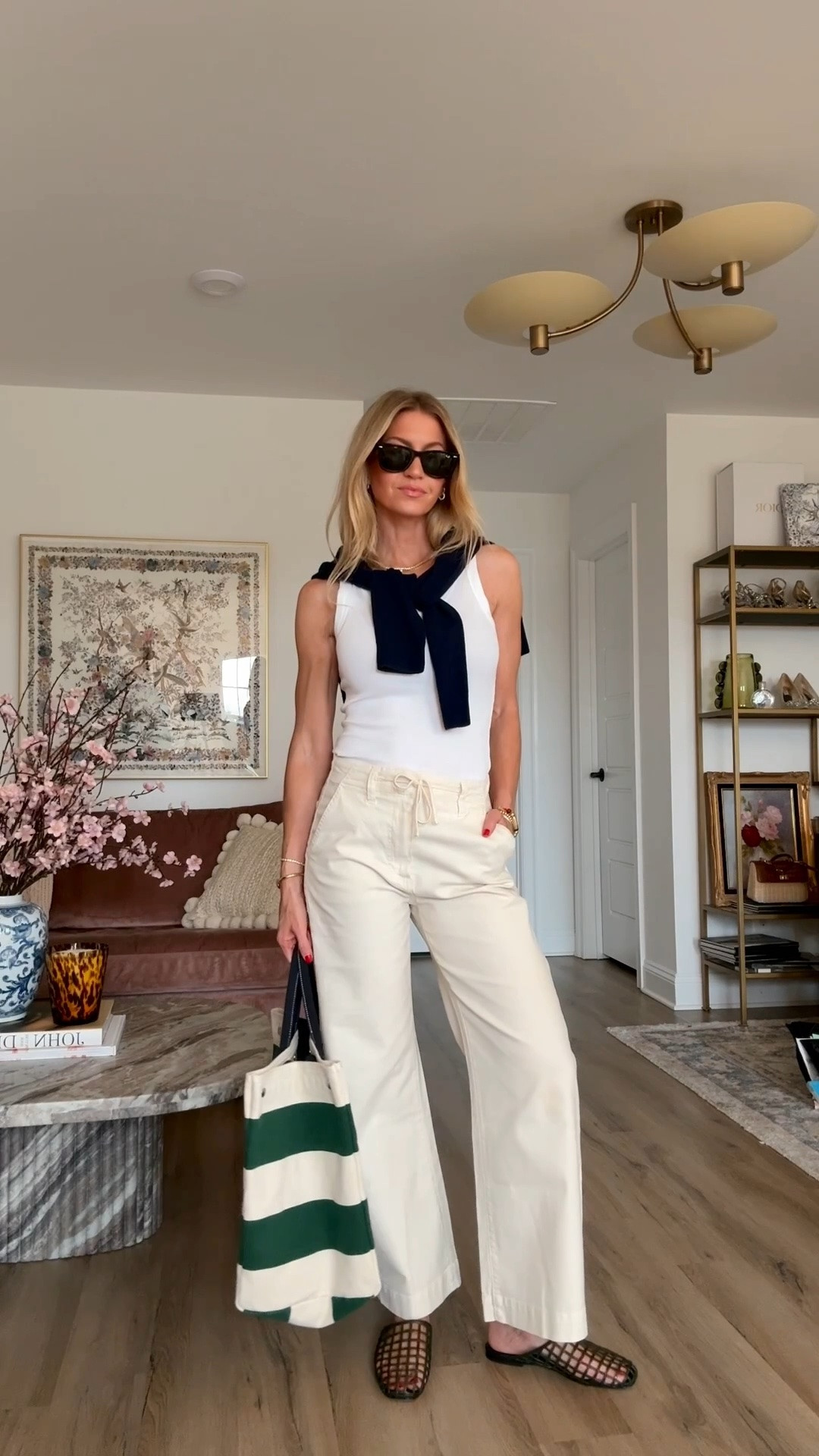 Love these cream tie waist denim pants - run TTS.

#LTKootd #LTKgrwm #LTKdayinmylife