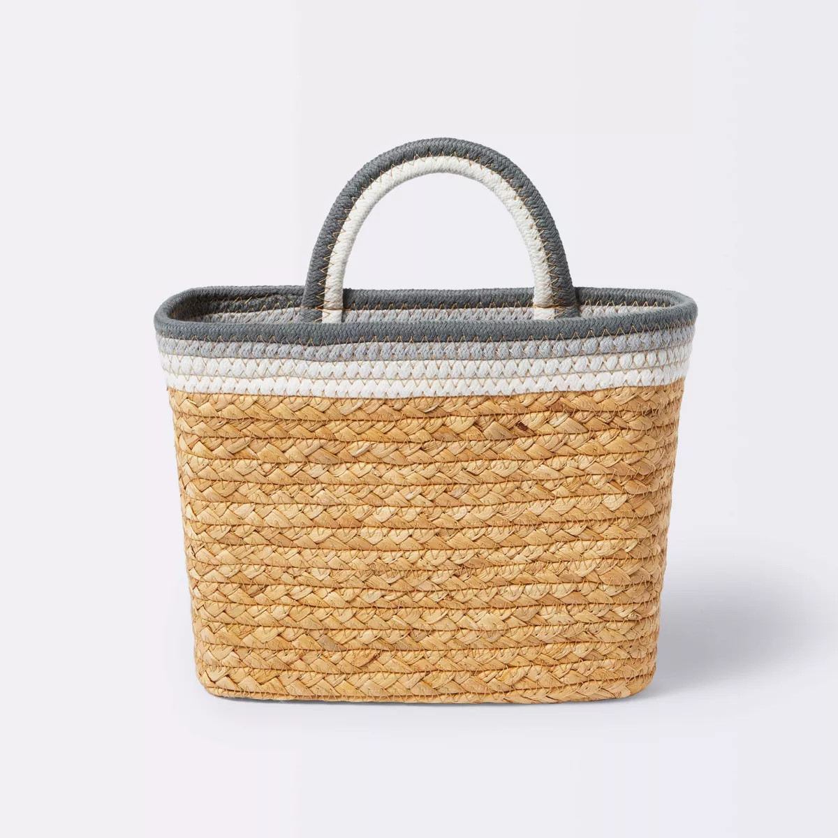 Wall Hanging Natural Woven Basket with Coiled Rope Handle - Gray - Cloud Island™ | Target