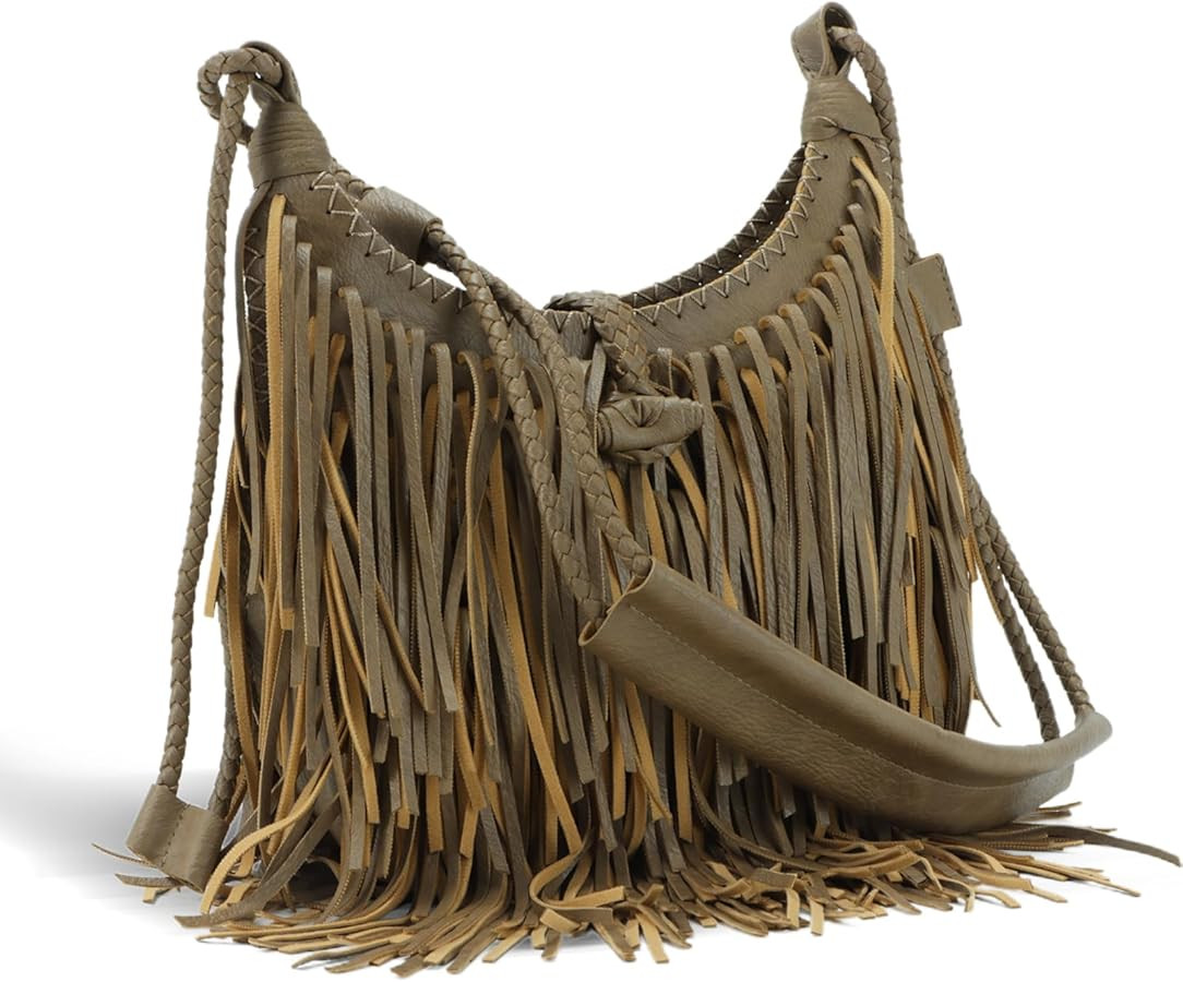 Emprier Vintage Fringe hobo bags for Women Vegan Faux Suede Leather Tassel Crossbody Bag Fringe P... | Amazon (US)