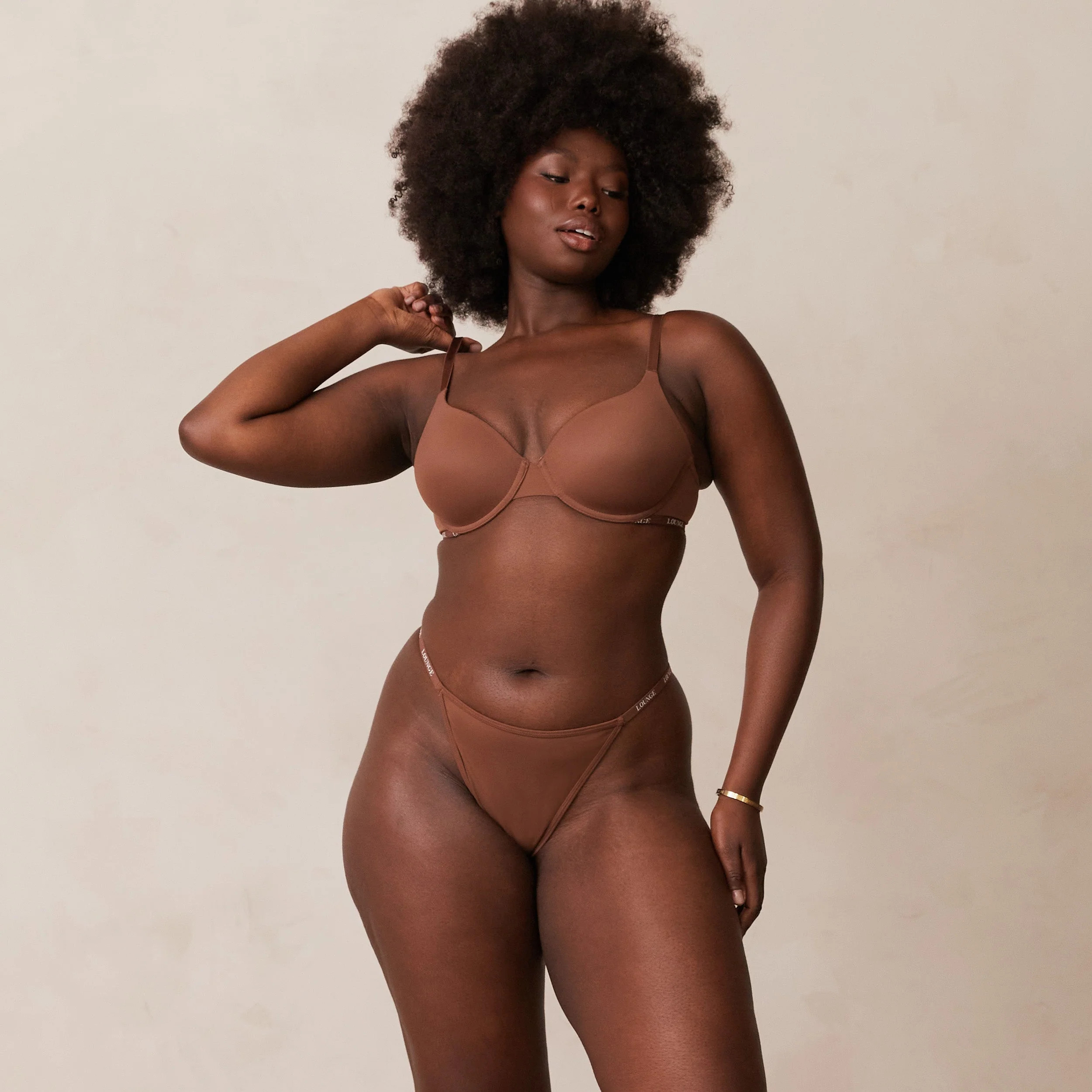 Smooth Classic T-shirt Bra & Thong/Briefs Set - Chestnut | Lounge UK