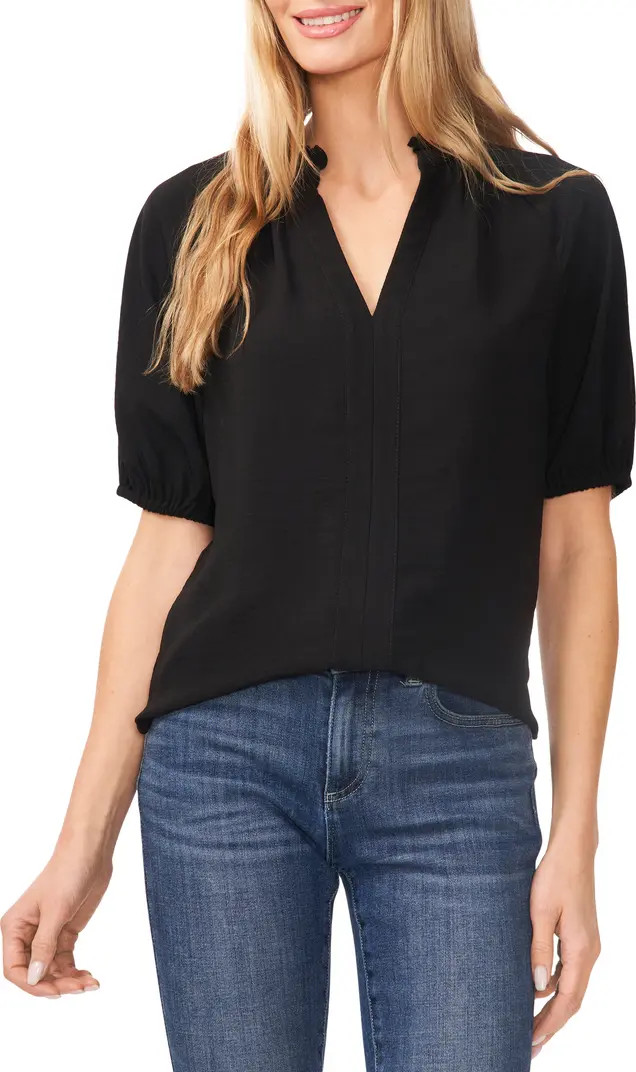 Ruffle Split Neck Blouse | Nordstrom