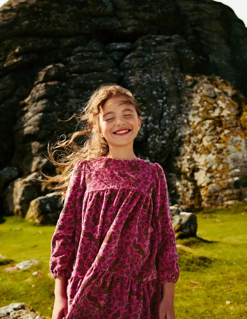 Tiered Velour Dress | Boden (US)