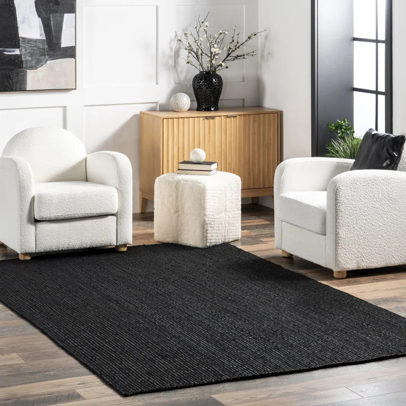 Bernyce Handmade Tufted Farmhouse Jute Black Rug | Wayfair North America