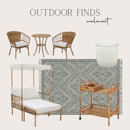 Walmart outdoor patio finds, bistro set, rattan wicker bar cart, outdoor bar cart, outdoor planter, outdoor furniture 

#LTKFind #LTKSeasonal #LTKhome