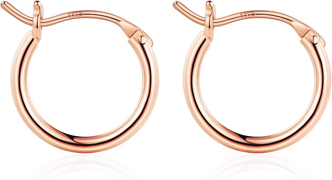 M MOOHAM Gold Hoop Earrings for Women, 14K Real Gold Steling Silver Post Hypoallergenic Hoops Ear... | Amazon (US)
