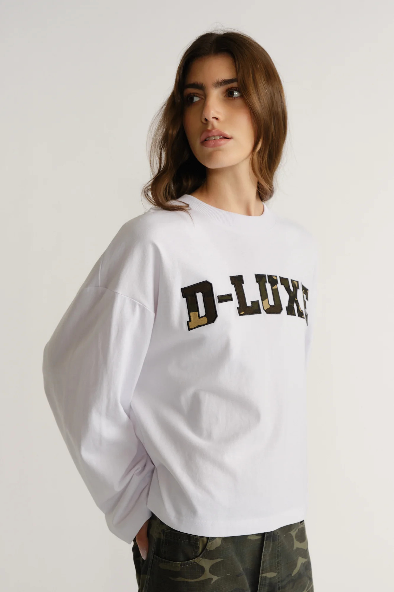 D-Luxe Camo Longsleeve Tee - White | DECJUBA
