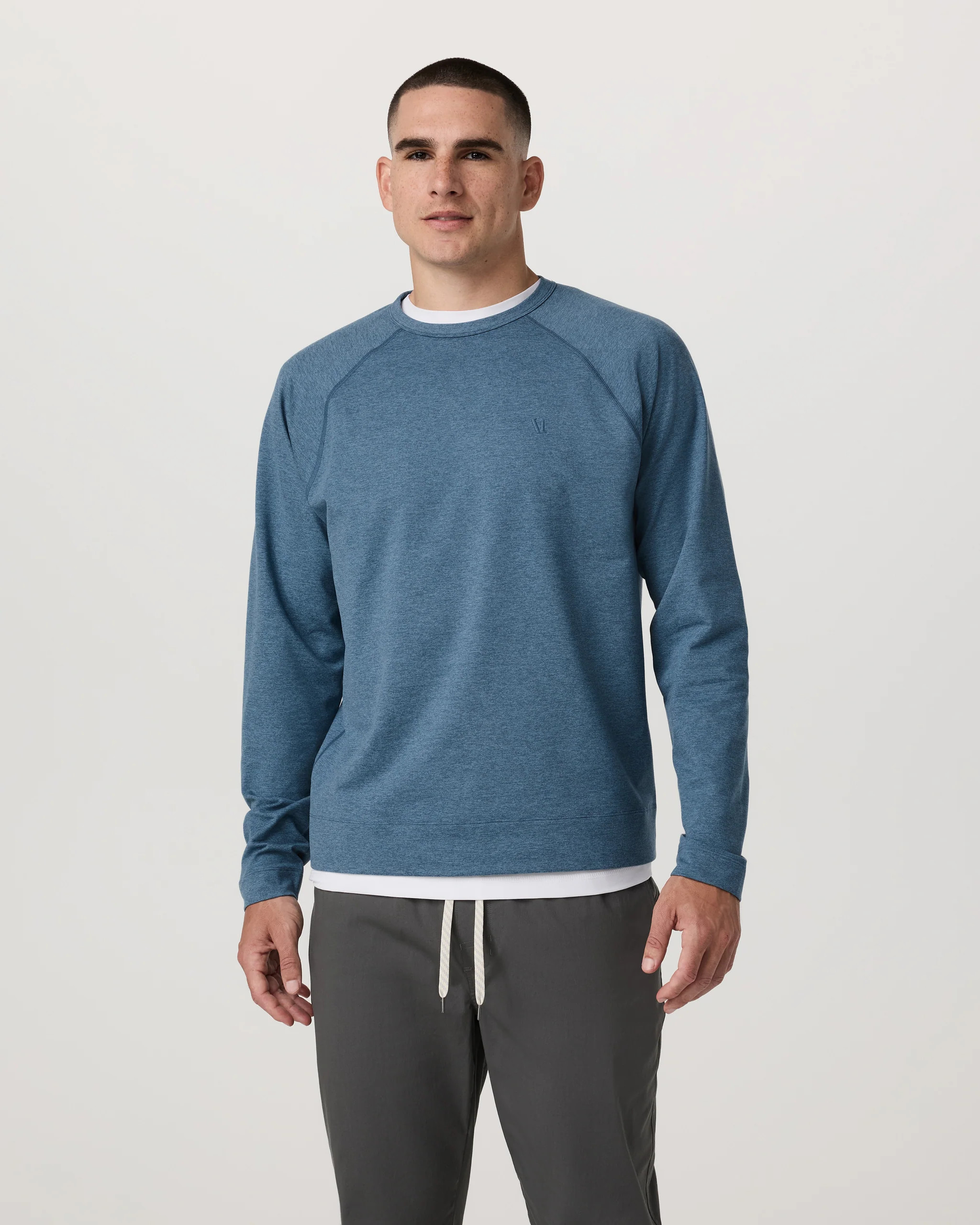 Coronado Crew - Relaxed Fit | Pool Blue Heather Crewneck | Vuori | Vuori Clothing (US & Canada)