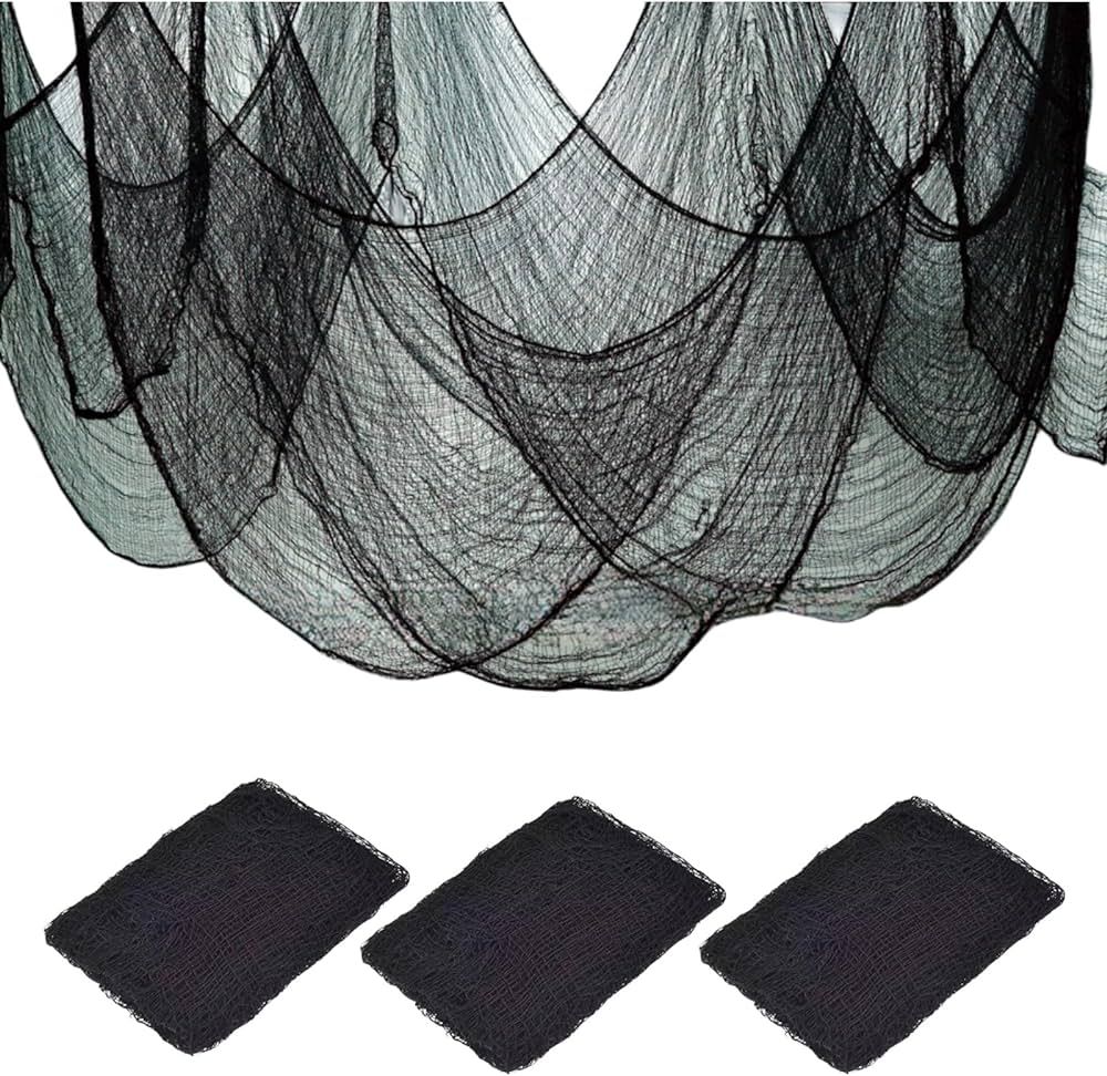 3PCS Halloween Creepy Cloth Black (30×144inch) Scary Spooky Cloth Creepy Table Gauze Cobweb Spid... | Amazon (US)