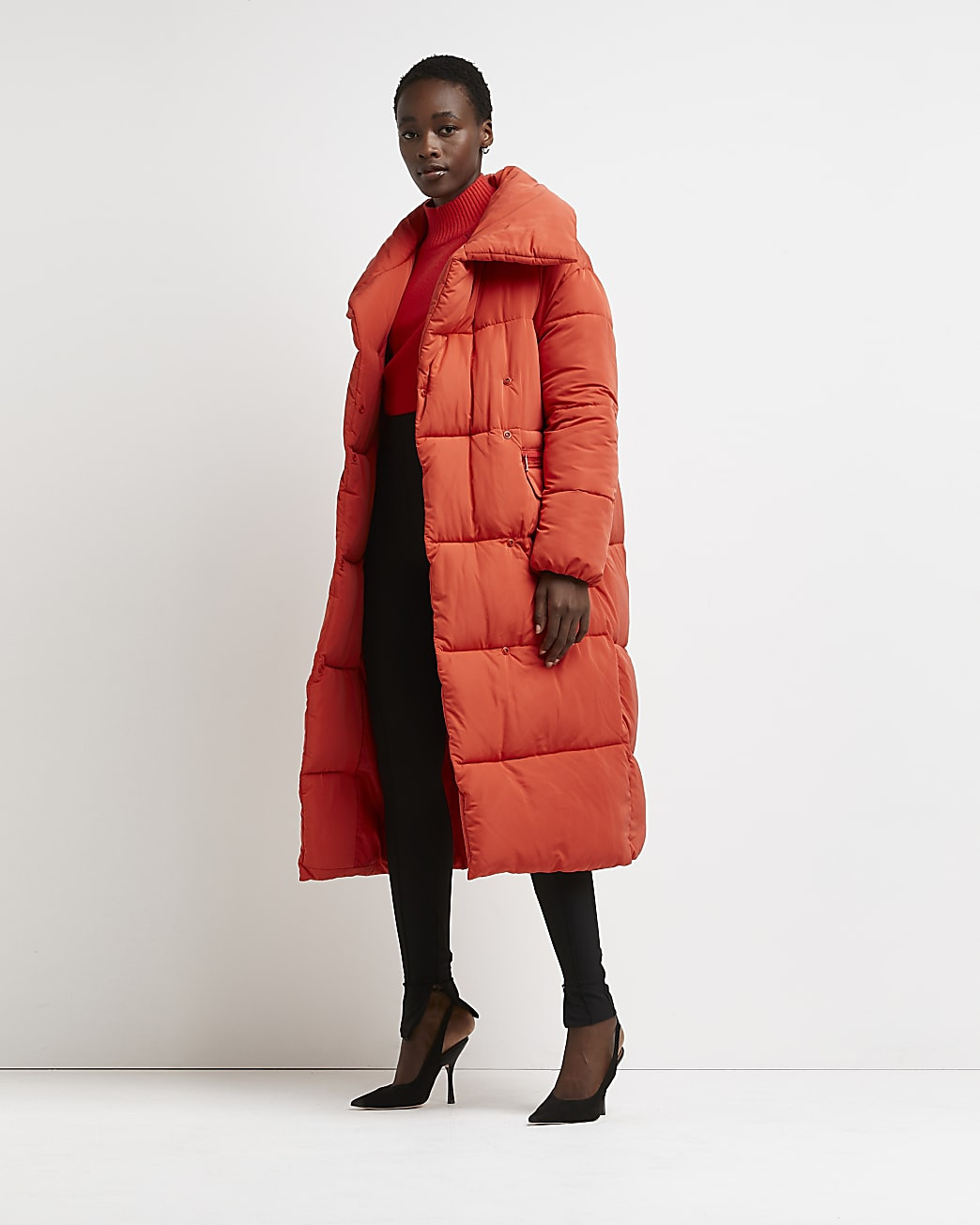 Red quilted puffer coat | River Island (UK & IE)