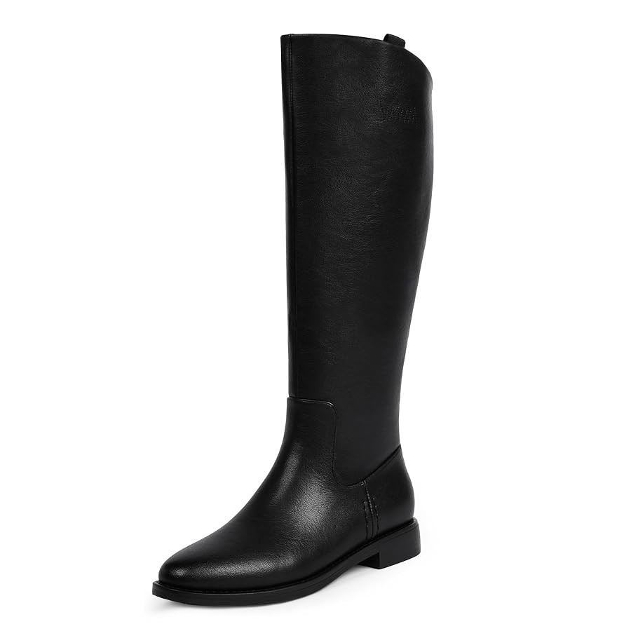 Modatope Knee High Boots Women Rounded Toe Flat Retro Bais Opening Low Chunky Heel Riding Boots | Amazon (US)