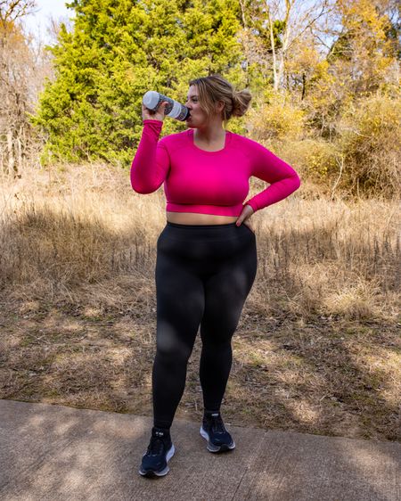 Hot pink long sleeve workout shirt - love the color and how it feels on my body as I move! True to size 

#LTKcurves #LTKfit
