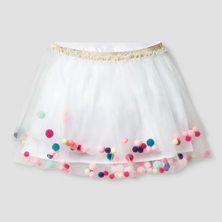 Girls' Tutu Skirt with Pom Poms Cat & Jack™ - White | Target