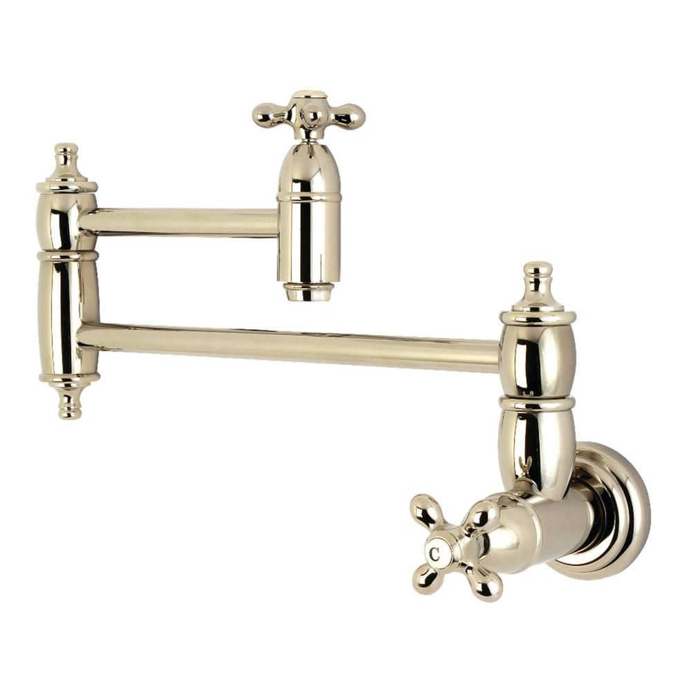 Restoration Wall-Mounted Potfiller Cross Handle in Polished Nickel | The Home Depot