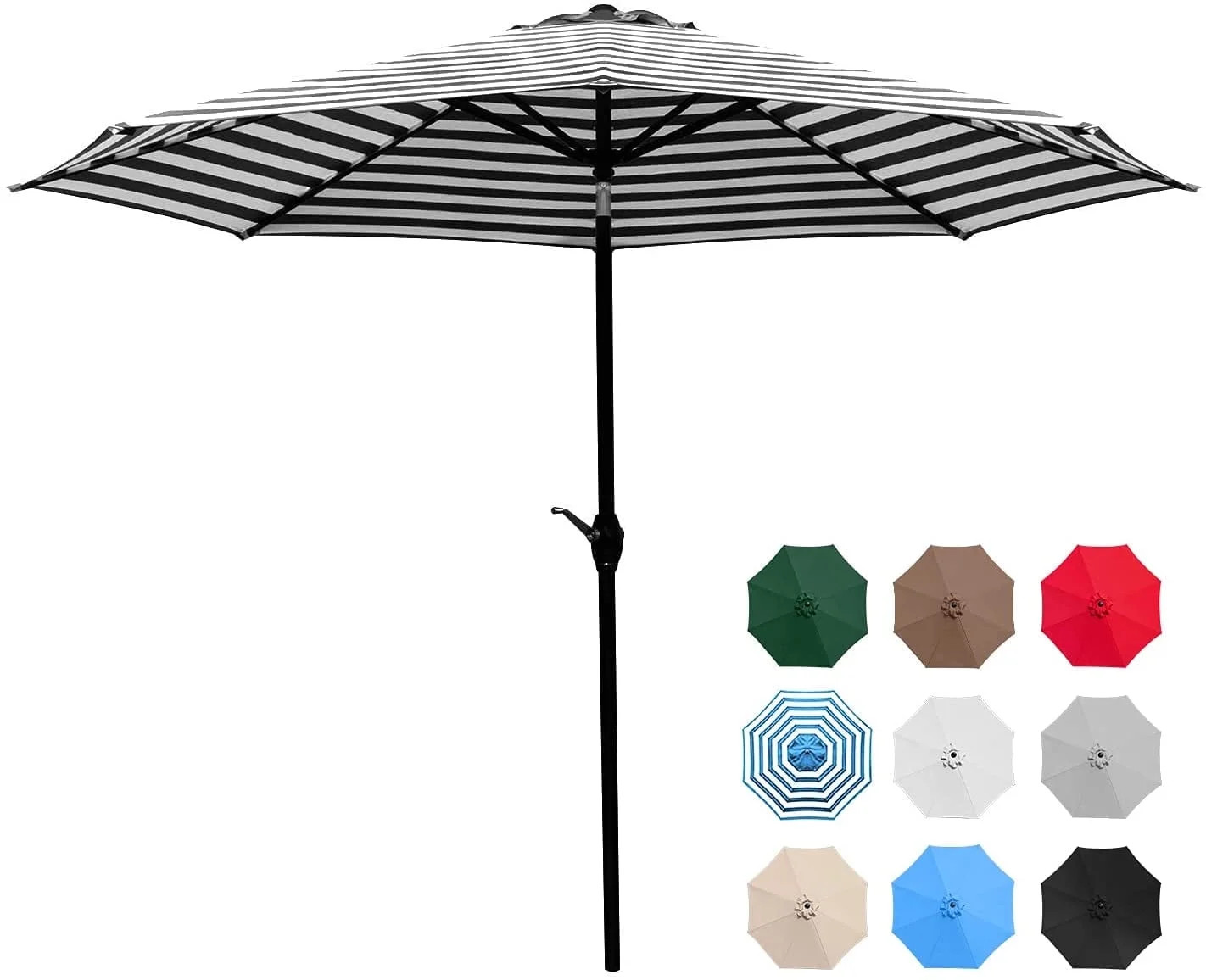 Vineego 9FT Patio Umbrella Outdoor Table Umbrella with 8 Sturdy Ribs, Black/White | Walmart (US)