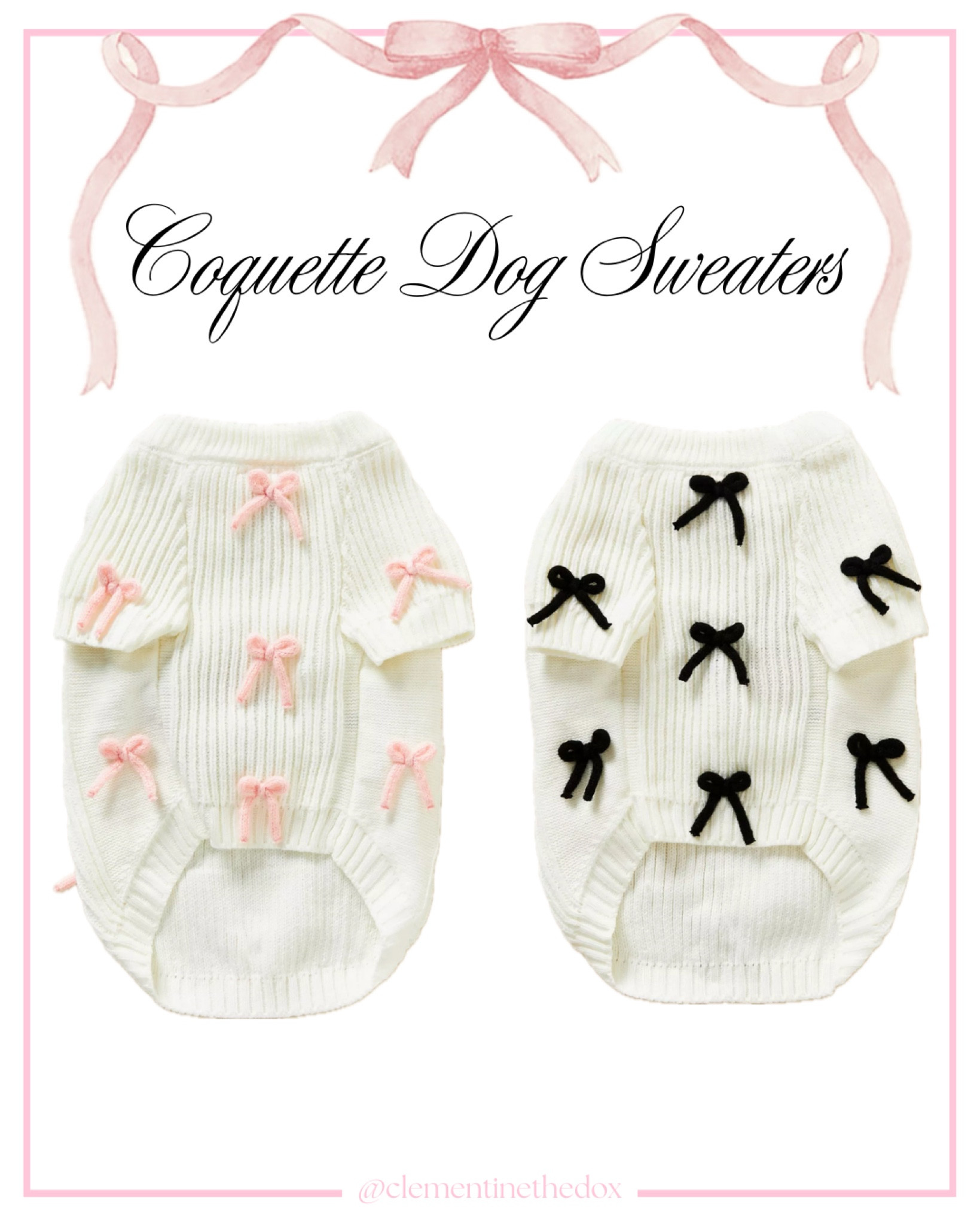 Bow sweaters for dogs! 🎀 Perfect for all the coquette dogs! Comes in black and pink! 


Coquette dog sweater, dog fashion, bows, embellished bows, dog accessories, coquette fashion, trendy dog finds, puppy, puppies, dog clothes, pet sweater, pets, coquette style, dachshund, pet fashion, pet clothes, dog essentials, dog mom, #dogs #pets #dogsweater #dogaccessories #coquette #bows

#LTKfindsunder100 #LTKstyletip #LTKGiftGuide
