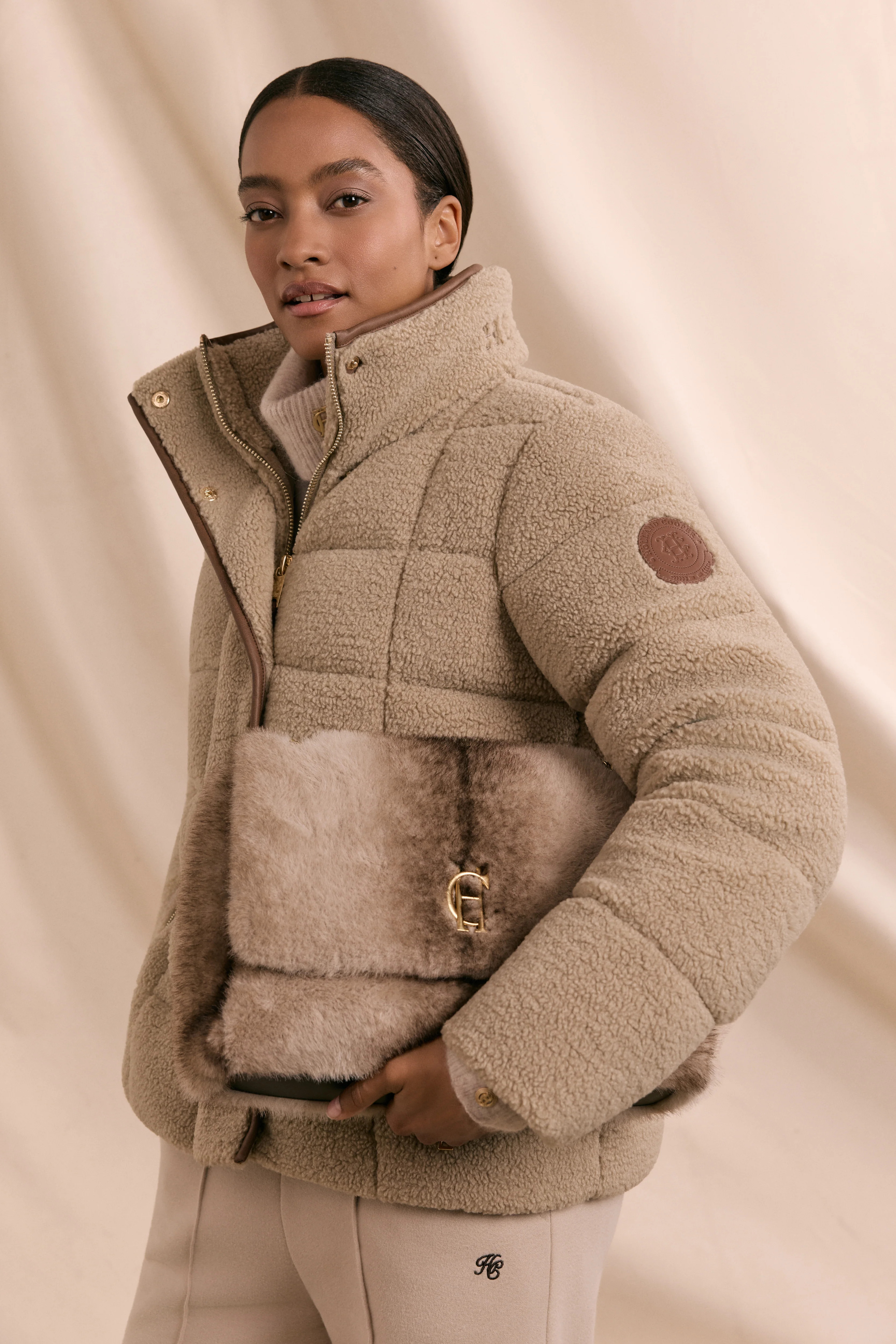 Crawford Padded Jacket (Natural Borg) | Holland Cooper