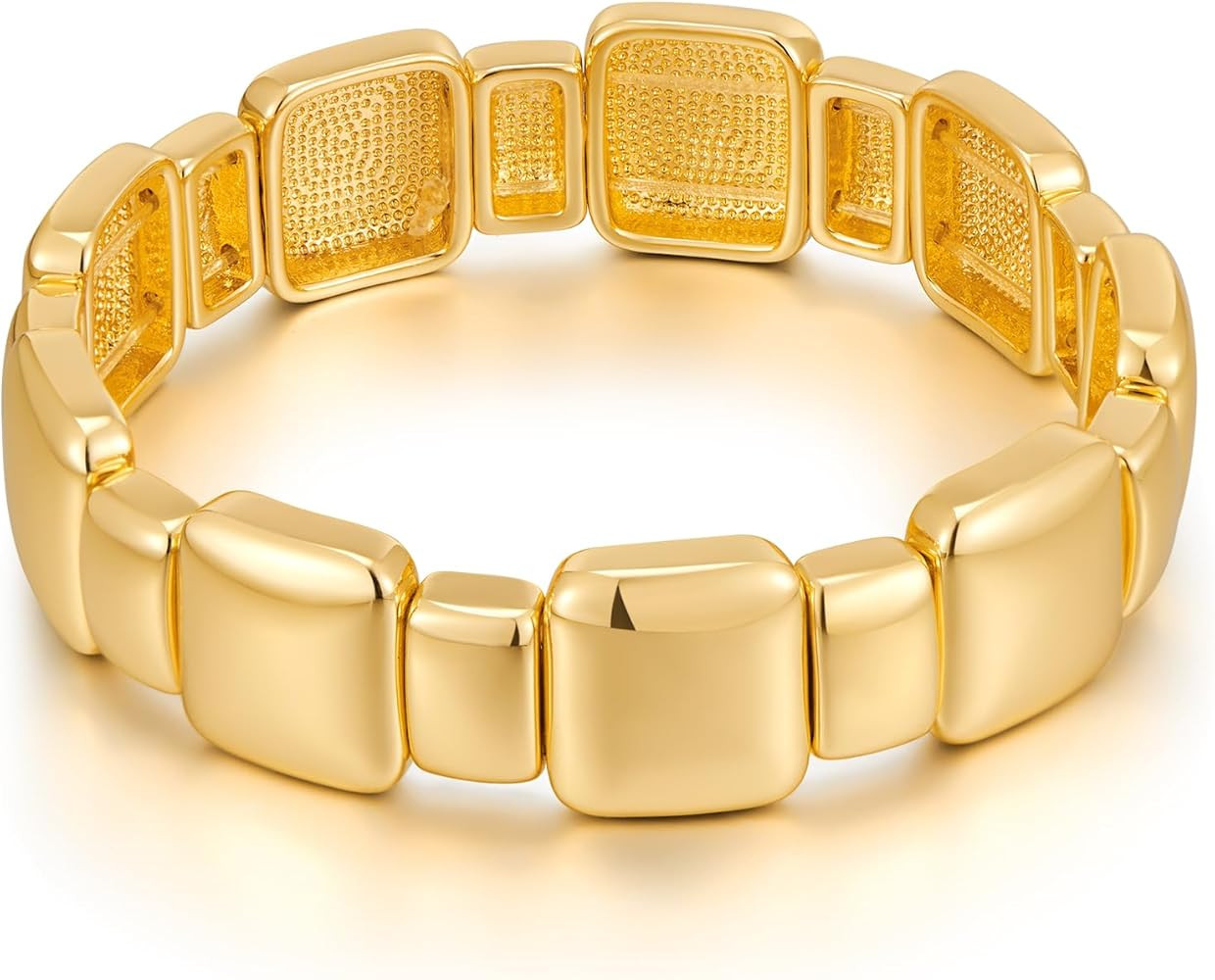 FAMARINE Gold Silver Chunky Bangle Bracelet for Women Men | Amazon (US)