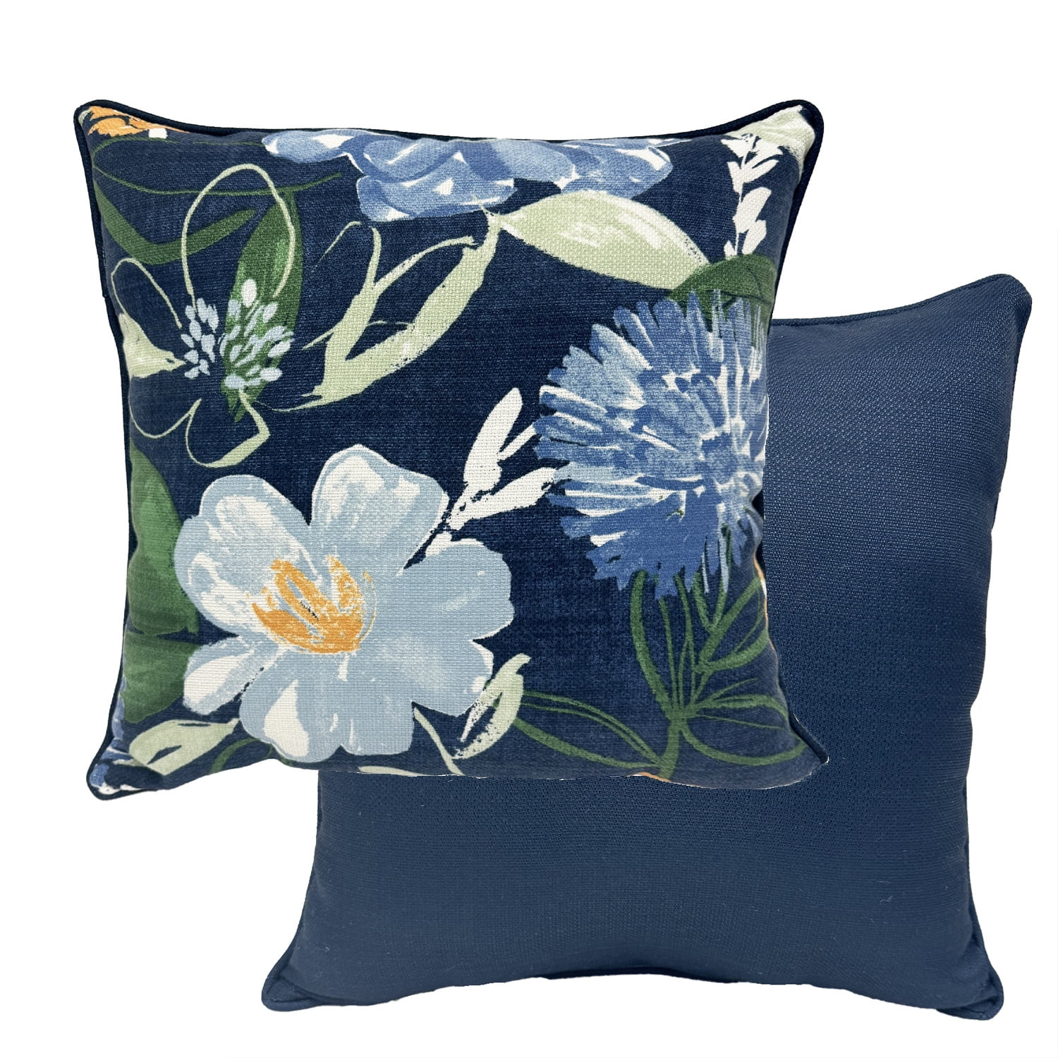 Better Homes & Gardens Blue Floral Outdoor Throw Pillow | Walmart (US)