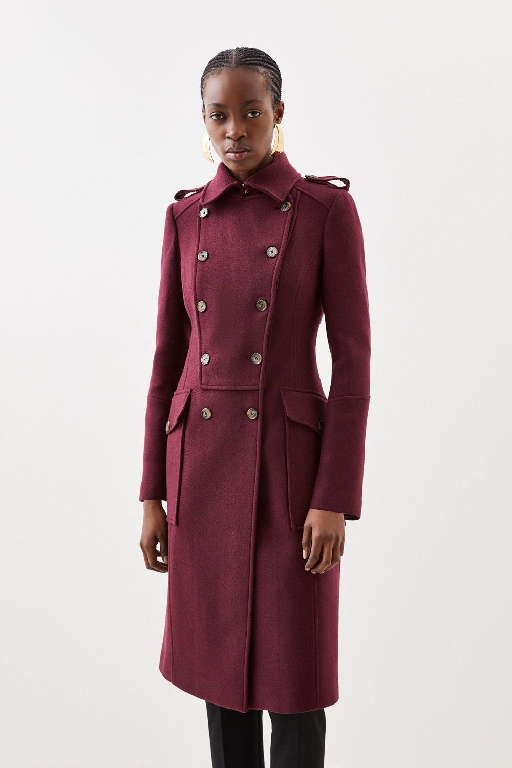 Italian Manteco Wool Military Coat | Karen Millen US