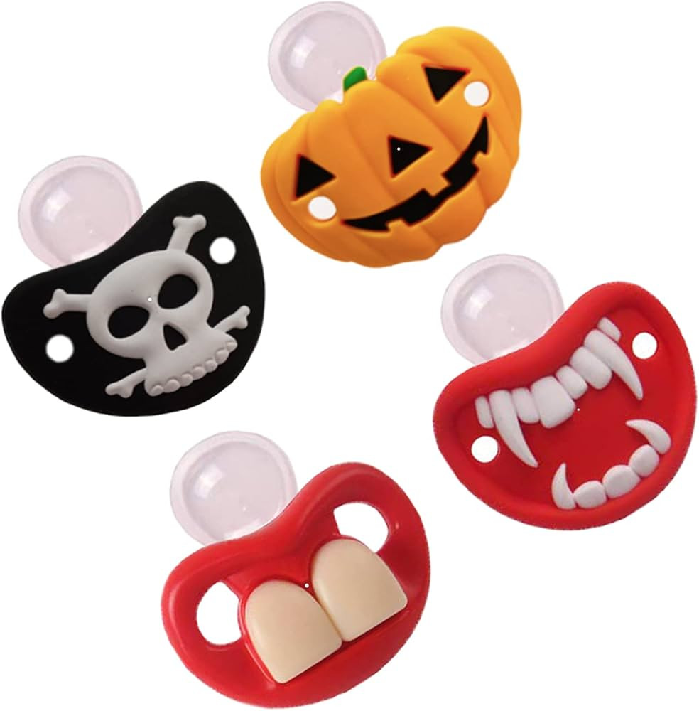 Funny Pacifier for Baby 0-18 Months Baby Halloween Pumpkin Skeleton Vampires Pacifiers Halloween ... | Amazon (US)