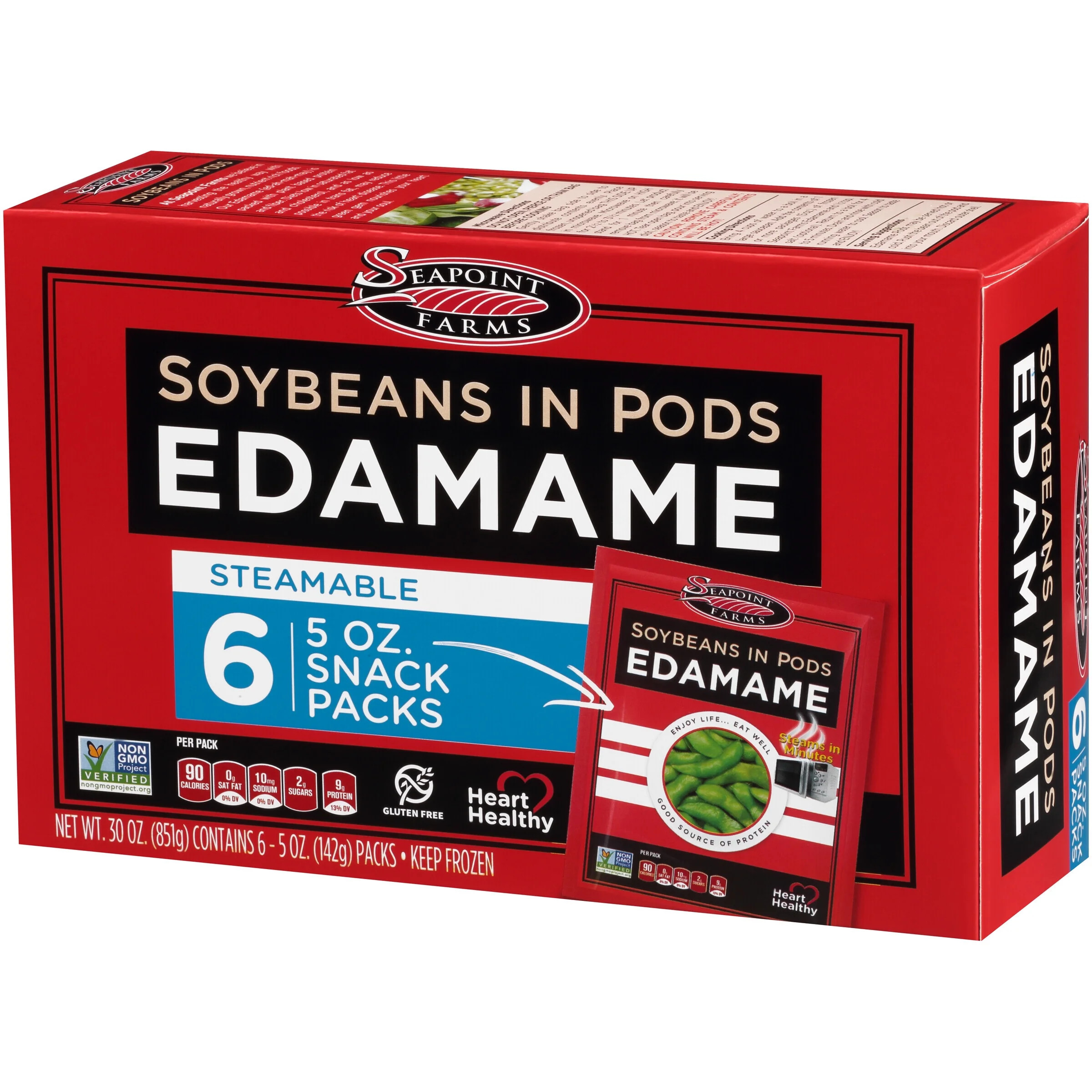 Seapoint Farms Frozen Edamame Soybeans in Pods, 30 oz with 6 Snack Packs | Walmart (US)
