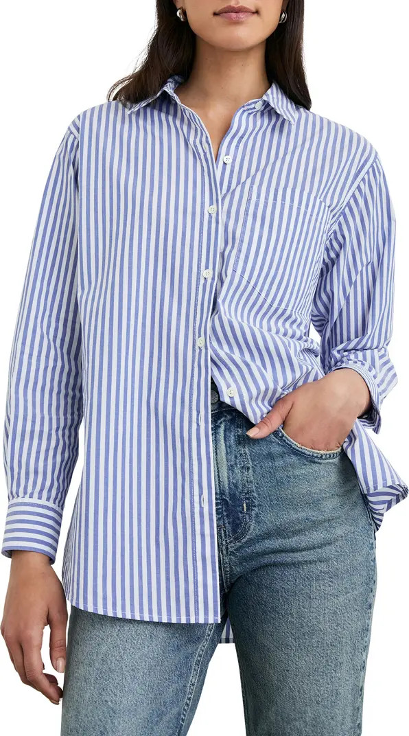 Elsa Stripe Cotton Button-Up Shirt | Nordstrom