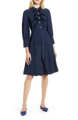 Halogen x Atlantic Pacific Womens 16 Navy Bow Detail Fit & Flare Dress NWT  | eBay | eBay US
