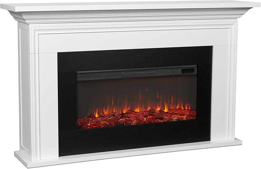 Real Flame Cleo 76\u201d Landscape Electric Fireplace with Mantel for Living Room or Bedroom, Rep... | Amazon (US)