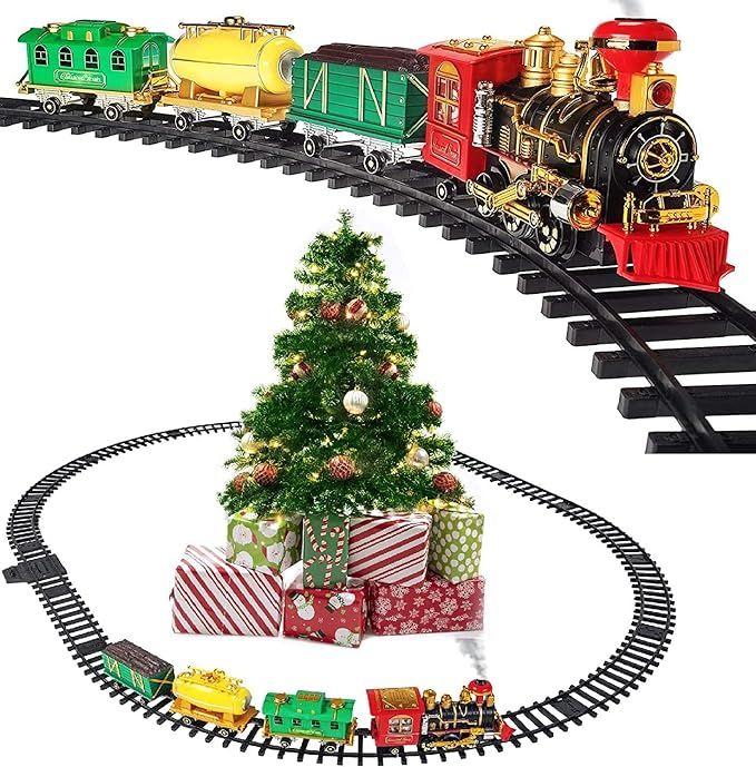 Prextex Christmas Train Set- Around The Christmas Tree with Real Smoke, Music & Lights | Amazon (US)