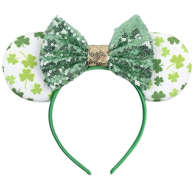 YOWOCAL St. Patrick’s Day Headband,shamrock headband for women,Green Irish Sequin Mouse Ear,Luc... | Amazon (US)