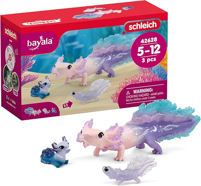 Schleich Bayala - 3PC Colorful Axolotl Figurine Toy Set - Mermaid Mythical Creature Playset for G... | Amazon (US)