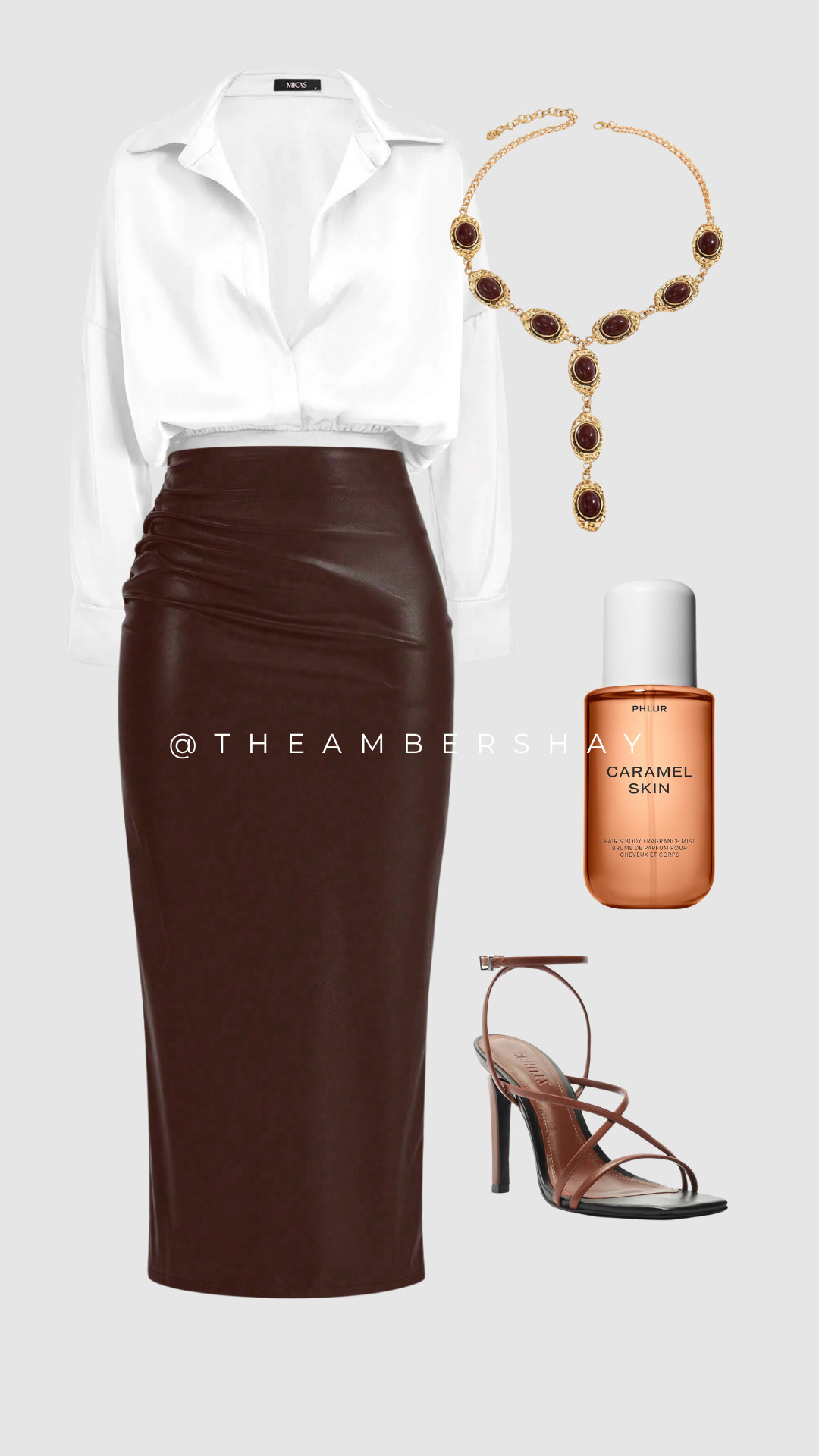 Soft glam meets boss energy 🤎✨
This look is the definition of elevated chic — a sleek brown faux leather skirt paired with a crisp SHEIN button-down and strappy heels for that timeless, feminine vibe. Finished with Phlur’s Caramel Skin mist for the perfect warm touch 🍂

Shop the full look on my LTK and recreate this luxury on a budget moment!

#LTKfashion #LTKFinds #SheinOutfit #FallOutfitInspo #BrownAesthetic #ChicStyle #ElegantOutfit #WorkwearInspo #DateNightLook #MinimalStyle #StreetStyleVibes #AffordableLuxury #OOTDinspo #NeutralOutfits #FallChic #CaramelSkin #FallFashionTrends 

 #LTKSaleAlert #LTKStyleTip #LTKShoeCrush