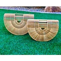 Bamboo Rattan Beach Bag, half circle straw handbag, round straw bag, Handwoven Rattan Bag, Straw bag, round rattan bag, Bali Bag, Wicker Bag | Etsy (US)