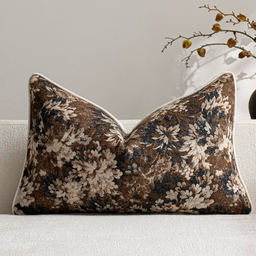 DEZENE Pack of 1 Vintage Floral Lumbar Pillow Covers 12x20 Boho Farmhouse Accents Chenille Rectan... | Amazon (CA)