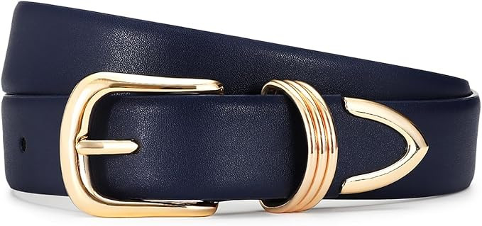 Belts for Women with Gold Buckle Faux Leather Belts Fashion Casual belts for jeans | Amazon (US)