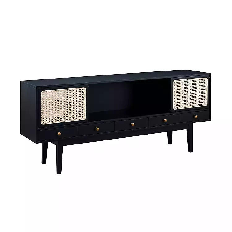 Matilda Midcentury Woven Cane Media Cabinet | Kirkland's Home