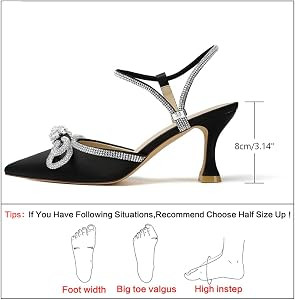 Susanny Women's Closed Toe Rhinstone Wedding Low Heel Slingback Clear Kitten Heels,Adjustable Str... | Amazon (US)