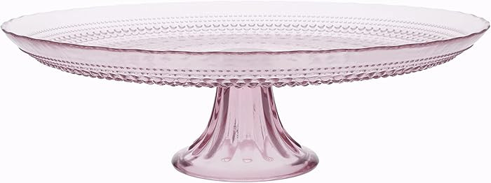 Fortessa Jupiter Beaded Hobnail Glass, 13 Inch Cake Stand, Pink | Amazon (US)